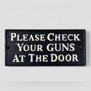 Cast Iron Black and White Wall Sign - NEW